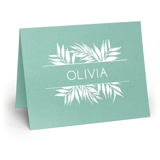 Palm Leaves Folded Shimmer Note Cards